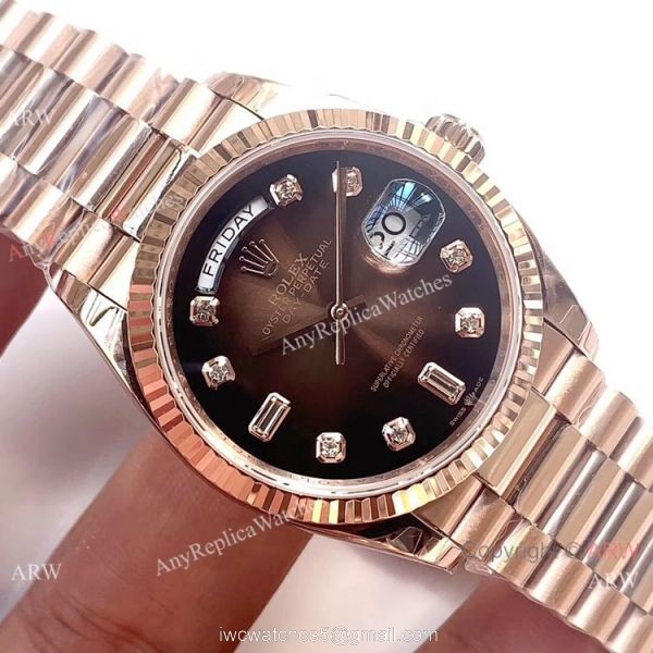 Swiss Replica Rolex DayDate Rose Gold D-Brown Dial Watch EW Factory 3255 Swiss Replica Rolex DayDate Rose Gold D-Brown Dial Watch EW Factory 3255
