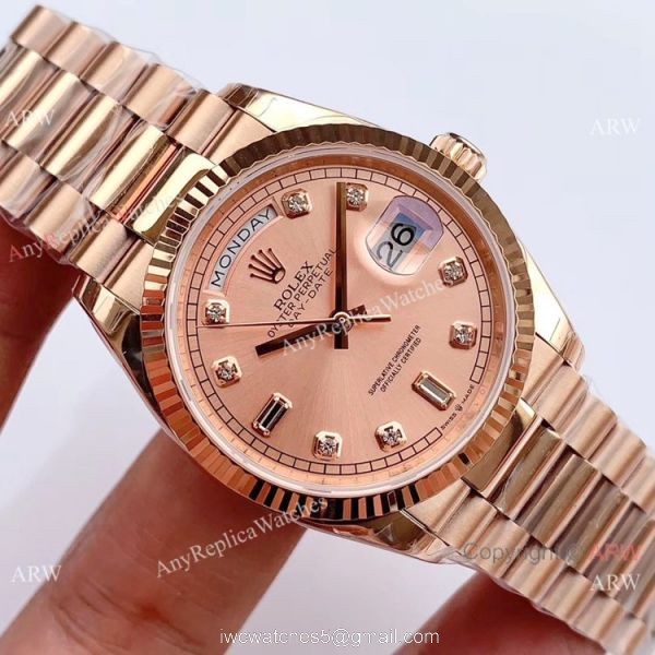 (EW Factory) Swiss Rolex Oyster Perpetual Day Date Fake Watch Rose Gold Presidential 36mm (EW Factory) Swiss Rolex Oyster Perpetual Day Date Fake Watch Rose Gold Presidential 36mm