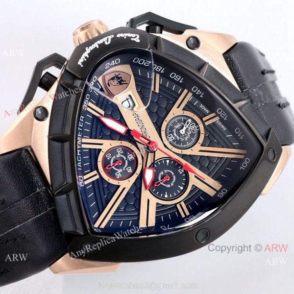 New Copy Lamborghini Spyder 9004 Chrono Watch Rose Gold Black Bezel New Copy Lamborghini Spyder 9004 Chrono Watch Rose Gold Black Bezel