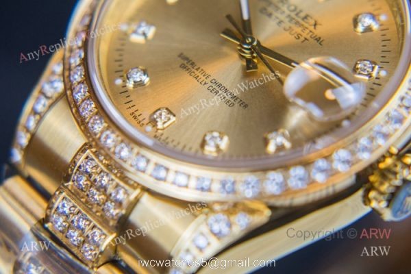Swiss Copy Yellow Gold Rolex Datejust Diamond Watches For Men Swiss Copy Yellow Gold Rolex Datejust Diamond Watches For Men