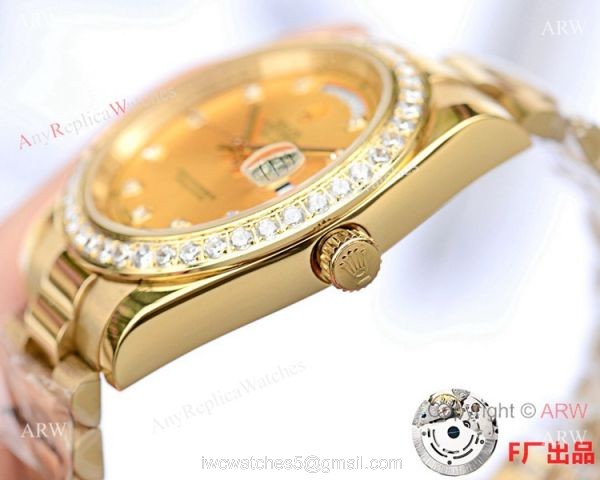NEW UPGRADED Copy Rolex Day-date II All Gold Diamond Watch 41mm NEW UPGRADED Copy Rolex Day-date II All Gold Diamond Watch 41mm