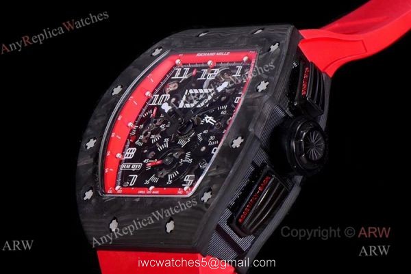 KV Factory Swiss Replica Richard Mille RM 011 Red Rubber Strap Carbon Watch KV Factory Swiss Replica Richard Mille RM 011 Red Rubber Strap Carbon Watch