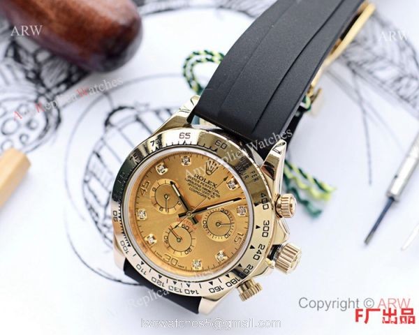 Best Replica Rolex Daytona Rubber Band Watch Gold Diamond Face 40mm Best Replica Rolex Daytona Rubber Band Watch Gold Diamond Face 40mm