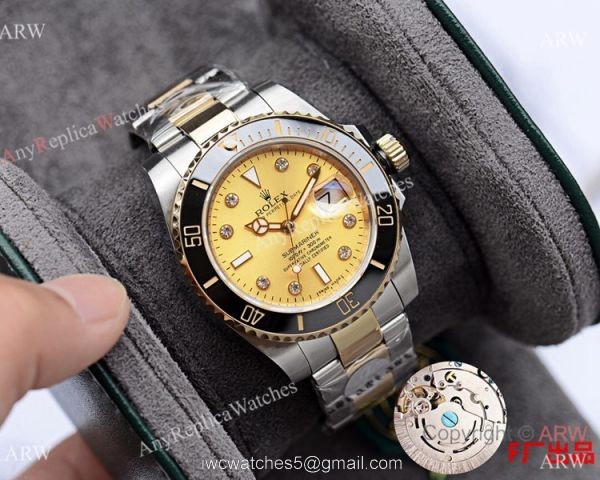 Rolex Submariner Clone Watch 40mm Two Tone Diamond Marker Rolex Submariner Clone Watch 40mm Two Tone Diamond Marker