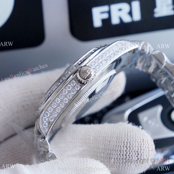 Replica Rolex Day Date II Watches Stainless Steel Iced Out Diamond Case Replica Rolex Day Date II Watches Stainless Steel Iced Out Diamond Case