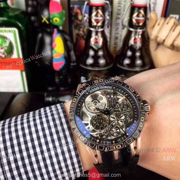 Roger Dubuis Excalibur Spider Rose Gold Plated Titanium Watch AAA Replica Roger Dubuis Excalibur Spider Rose Gold Plated Titanium Watch AAA Replica