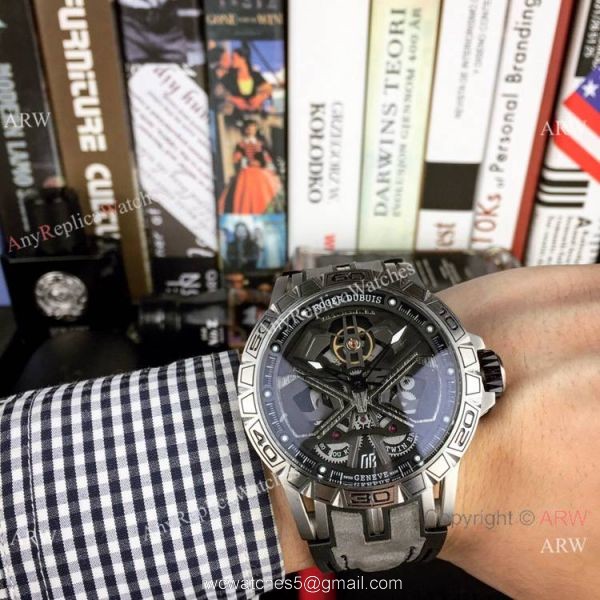 Fake Roger Dubuis Excalibur Lamborghini Huracan Watches Titanium Blue Rubber Band 46mm Fake Roger Dubuis Excalibur Lamborghini Huracan Watches Titanium Blue Rubber Band 46mm