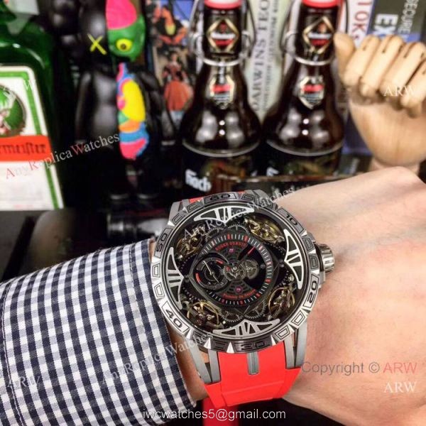 Copy Roger Dubuis Excalibur Quatuor Watches SS Black Face Copy Roger Dubuis Excalibur Quatuor Watches SS Black Face