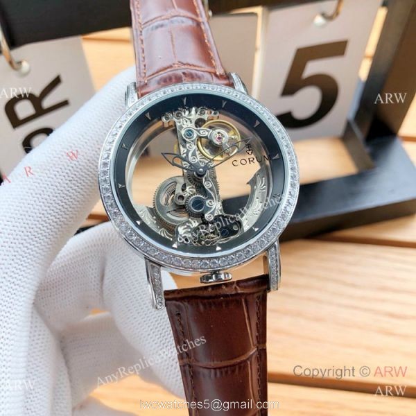 Copy Corum Bridge Transparent Dial Corum Watch Diamond Bezel Rose Gold Copy Corum Bridge Transparent Dial Corum Watch Diamond Bezel Rose Gold
