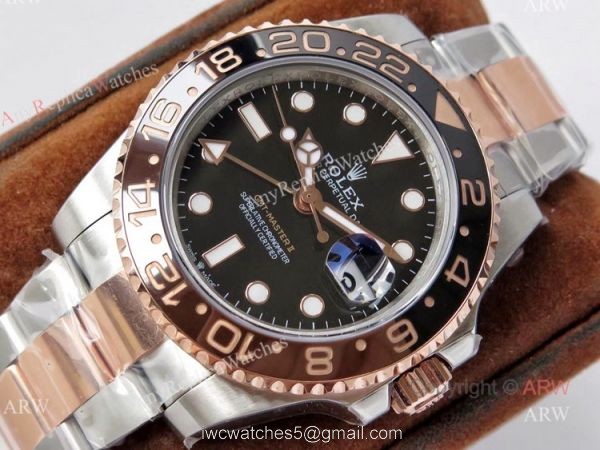 Best VR Factory Replica Rolex GMT Root Beer Real 18k Two Tone Rose Gold Swiss Watch Best VR Factory Replica Rolex GMT Root Beer Real 18k Two Tone Rose Gold Swiss Watch