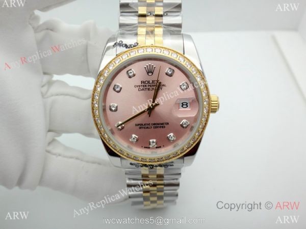 New Replica Rolex Datejust Two Tone Salmon Dial Watch 36mm Men New Replica Rolex Datejust Two Tone Salmon Dial Watch 36mm Men