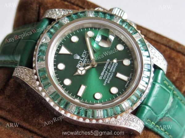 Noob Rolex Submariner Green Diamond Bezel Replica Watches 904L Noob Rolex Submariner Green Diamond Bezel Replica Watches 904L