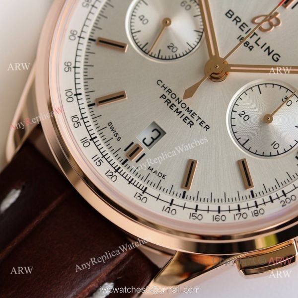 GF Factory Breitling Premier Chronograph B01 Watch A7750 Rose Gold GF Factory Breitling Premier Chronograph B01 Watch A7750 Rose Gold