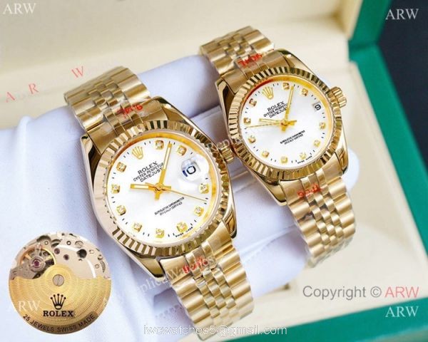 Replica Rolex Datejust Gold White Face Watches 36mm and 31mm Replica Rolex Datejust Gold White Face Watches 36mm and 31mm