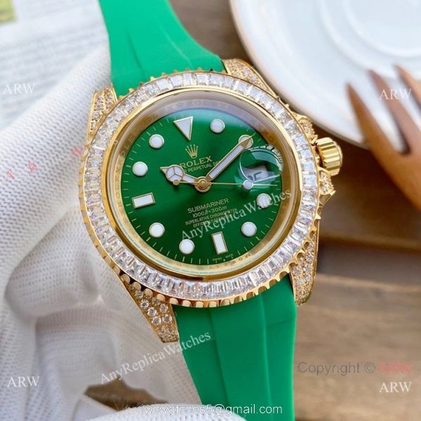 AAA Replica Rolex Submariner Diamond Watches SS Black Rubber Strap AAA Replica Rolex Submariner Diamond Watches SS Black Rubber Strap