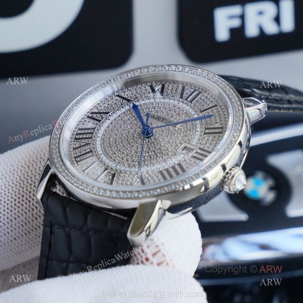 Replica Ronde Solo De Cartier Stainless Steel Full Diamond Watches Replica Ronde Solo De Cartier Stainless Steel Full Diamond Watches