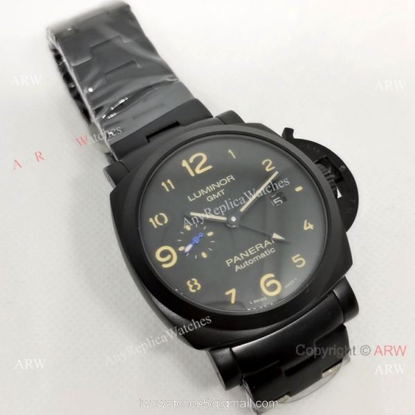 Fake Panerai Luminor GMT PAM 1441 Men Watch Black Steel Fake Panerai Luminor GMT PAM 1441 Men Watch Black Steel