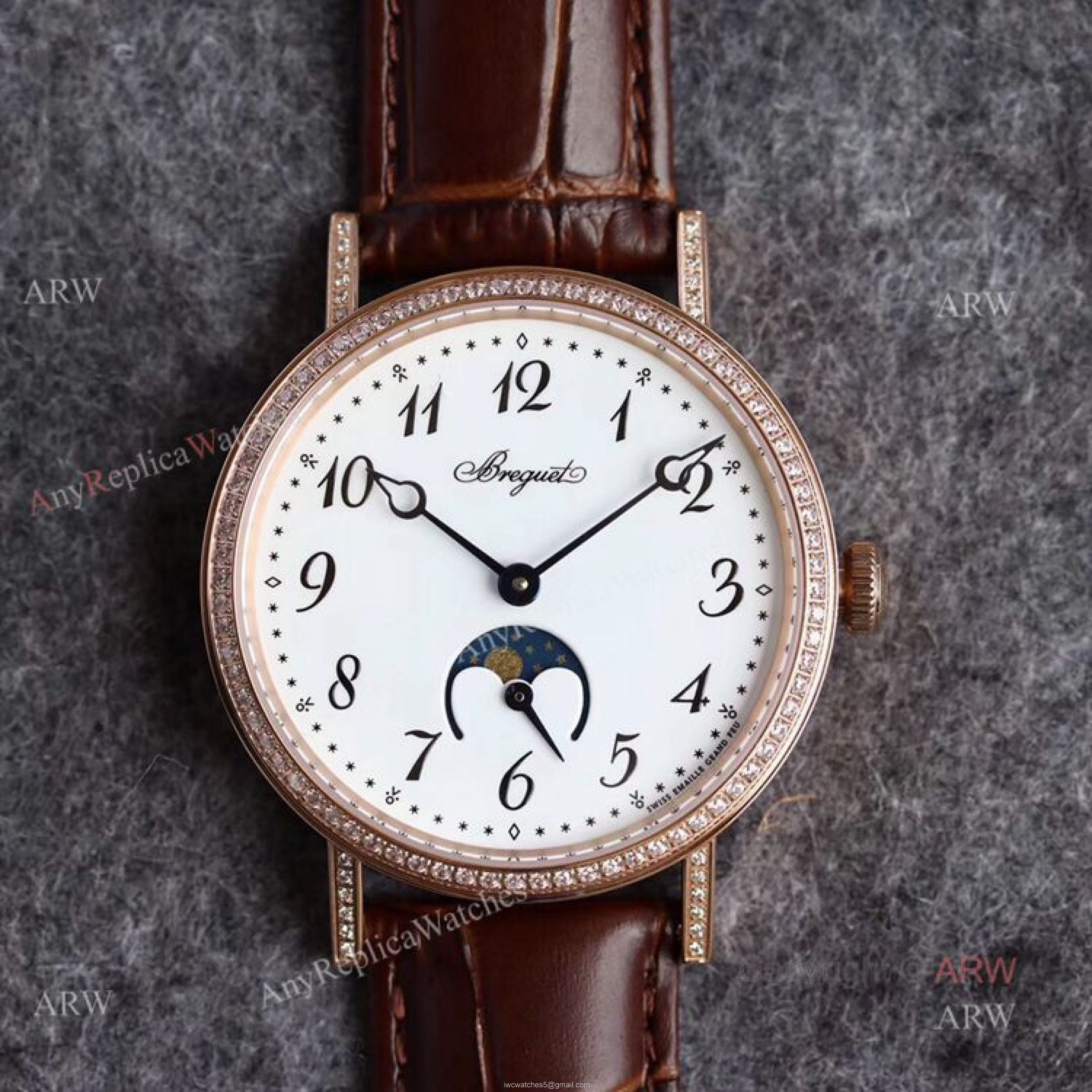 Replica Breguet Classique Rose Gold White Arabic Dial Moonphase Watch 40mm Replica Breguet Classique Rose Gold White Arabic Dial Moonphase Watch 40mm