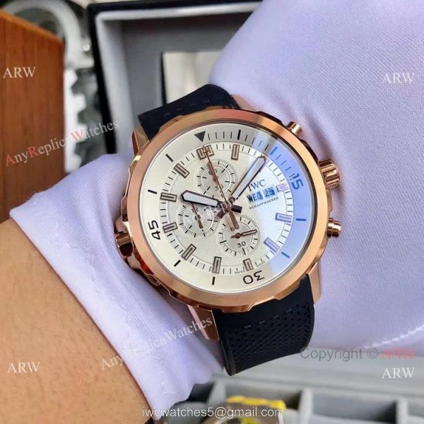 Fake IWC Schaffhausen Aquatimer 43mm Watches White Dial Rubber Strap Fake IWC Schaffhausen Aquatimer 43mm Watches White Dial Rubber Strap