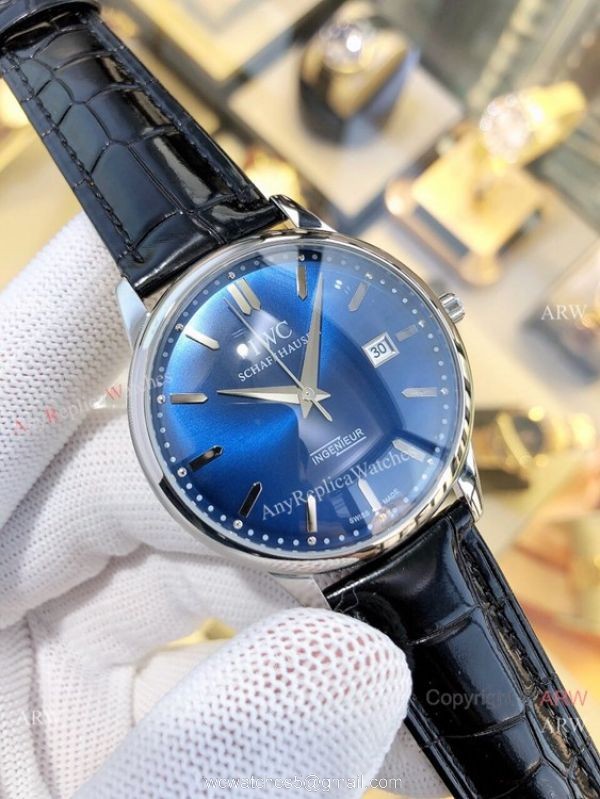 IWC Ingenieur Replica Watches Gold Case Black Leather Strap IWC Ingenieur Replica Watches Gold Case Black Leather Strap