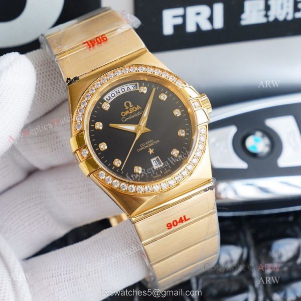 1:1 Swiss Quality Copy Omega Constellation Double Eagle Black Diamond Watch 38mm 1:1 Swiss Quality Copy Omega Constellation Double Eagle Black Diamond Watch 38mm
