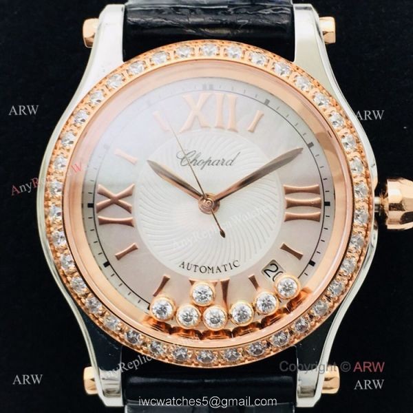 Swiss Replica Chopard Happy Sport 36mm Rose Gold Diamond Ladies Watch Swiss Replica Chopard Happy Sport 36mm Rose Gold Diamond Ladies Watch