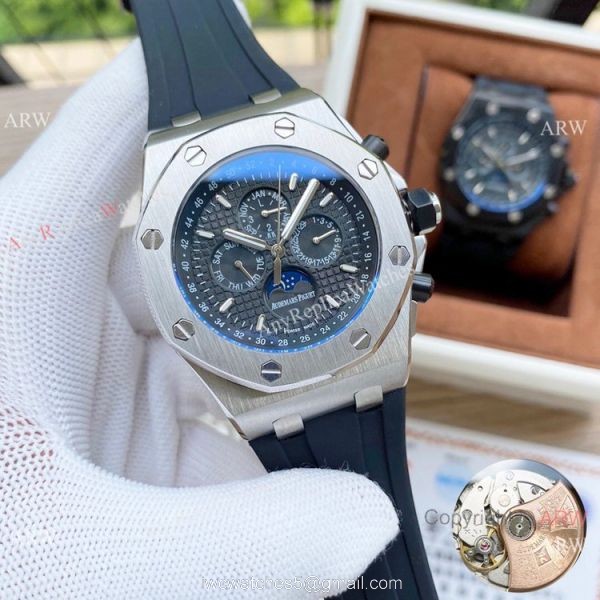 Copy Audemars Piguet Moonphase Watches Black Steel Case Copy Audemars Piguet Moonphase Watches Black Steel Case
