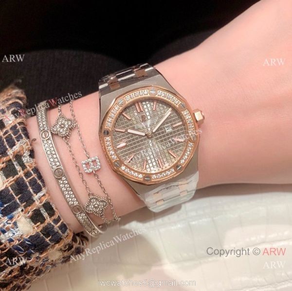 Clone Audemars Piguet Royal Oak Ladies Watch Two Tone Rose Gold Diamond Clone Audemars Piguet Royal Oak Ladies Watch Two Tone Rose Gold Diamond
