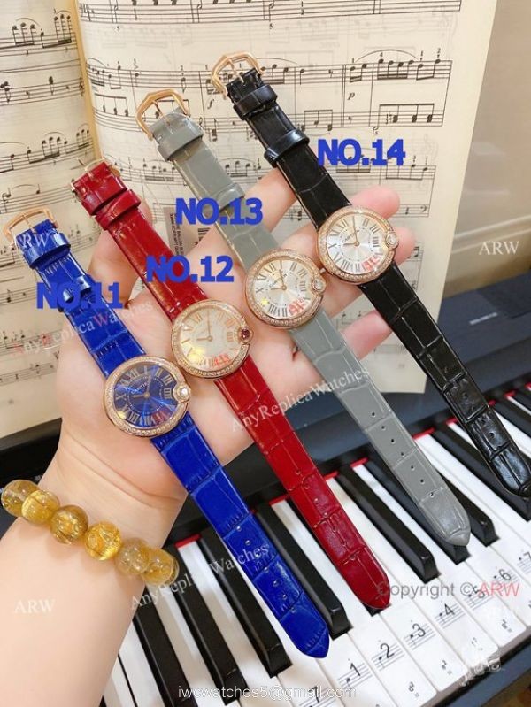 New Copy Cartier Ballon Blanc de Lady Watches Diamond Bezel Leather Strap New Copy Cartier Ballon Blanc de Lady Watches Diamond Bezel Leather Strap