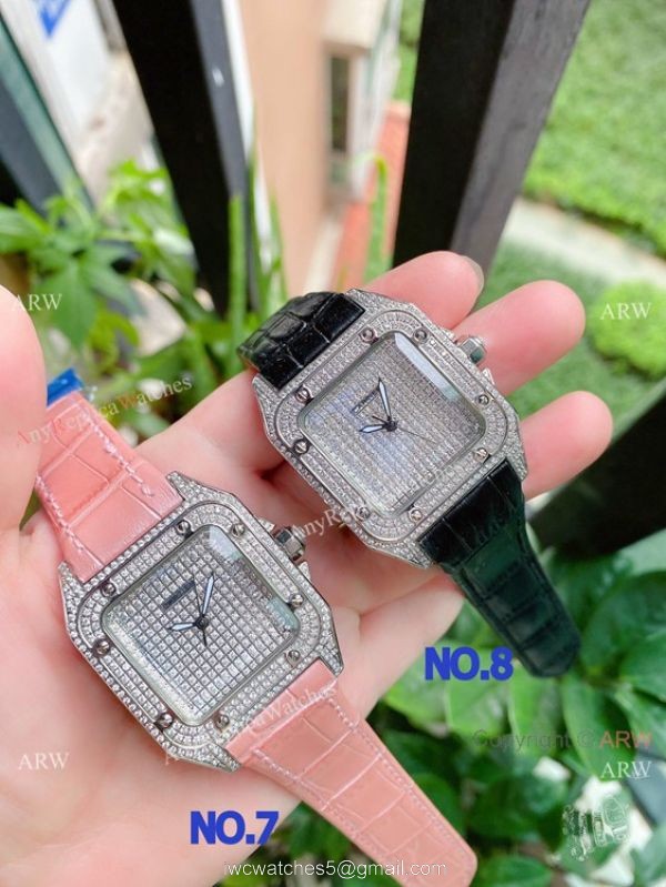 Luxury Copy Cartier Santos de Quartz Watches Rose Gold Diamond Luxury Copy Cartier Santos de Quartz Watches Rose Gold Diamond