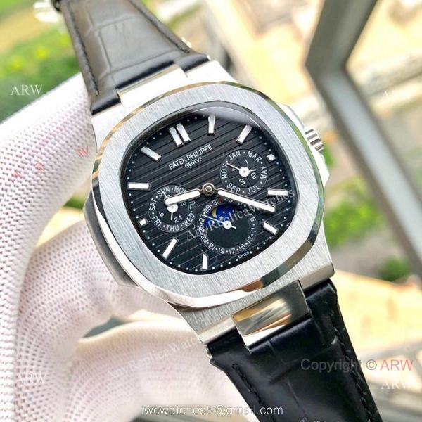 Copy Patek Philippe Nautilus White Face Annual Calendar Watch Brown Leather Strap Copy Patek Philippe Nautilus White Face Annual Calendar Watch Brown Leather Strap