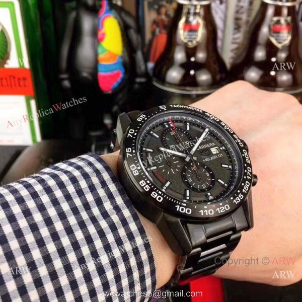 New Copy Tag Heuer Carrera Heuer 01 Black Steel Watch 43mm New Copy Tag Heuer Carrera Heuer 01 Black Steel Watch 43mm
