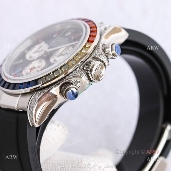 Grade 1A Replica Rolex Daytona Rainbow Stainless Steel Oysterflex Strap Watch Automatic Grade 1A Replica Rolex Daytona Rainbow Stainless Steel Oysterflex Strap Watch Automatic