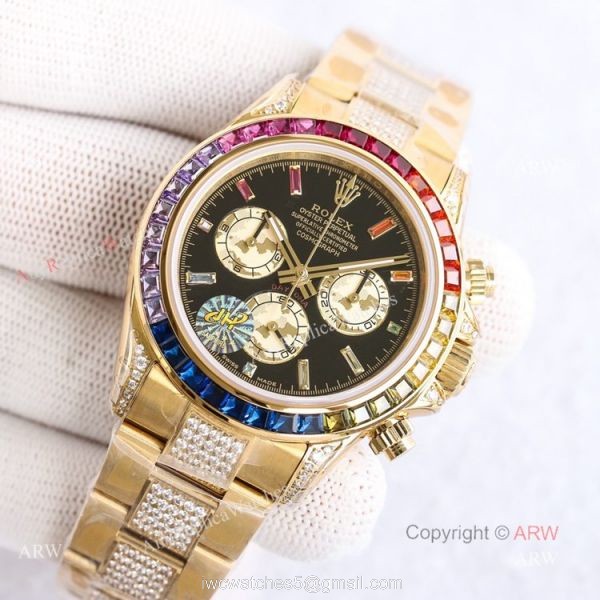 New Rolex Daytona Rainbow For Sale Swiss 7750 Rolex Daytona Gold Watch Best Copy New Rolex Daytona Rainbow For Sale Swiss 7750 Rolex Daytona Gold Watch Best Copy