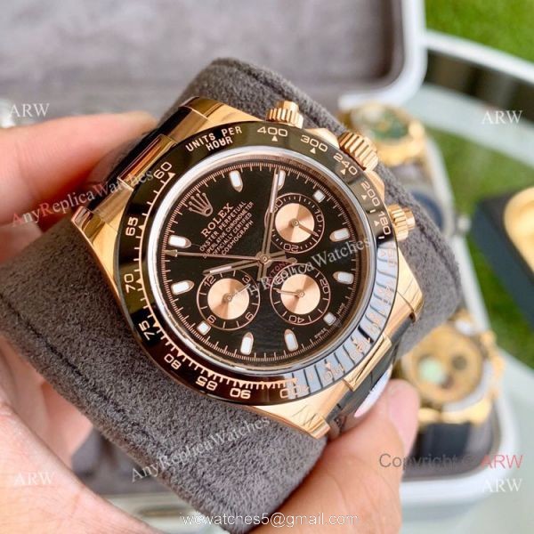 Copy Rolex Rose Gold Daytona Watch Leather Strap 40mm Copy Rolex Rose Gold Daytona Watch Leather Strap 40mm