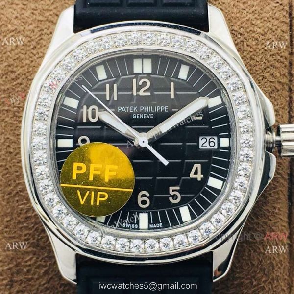 PFF Factory Copy Patek Philippe Aquanaut Luce Watch Black Dial Lady Size PFF Factory Copy Patek Philippe Aquanaut Luce Watch Black Dial Lady Size
