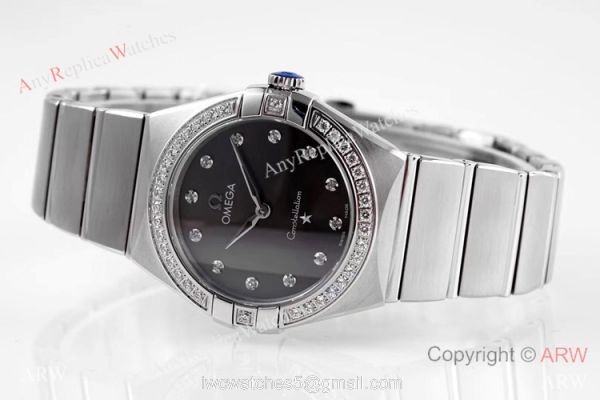 NEWEST! Swiss Copy Omega Constellation Gray Dial Diamond Bezel Watch 28mm Women NEWEST! Swiss Copy Omega Constellation Gray Dial Diamond Bezel Watch 28mm Women