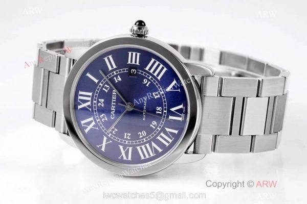 Swiss AAA Replica Ronde Solo de Cartier 9015 Watch Blue Dial Stainless Steel Swiss AAA Replica Ronde Solo de Cartier 9015 Watch Blue Dial Stainless Steel