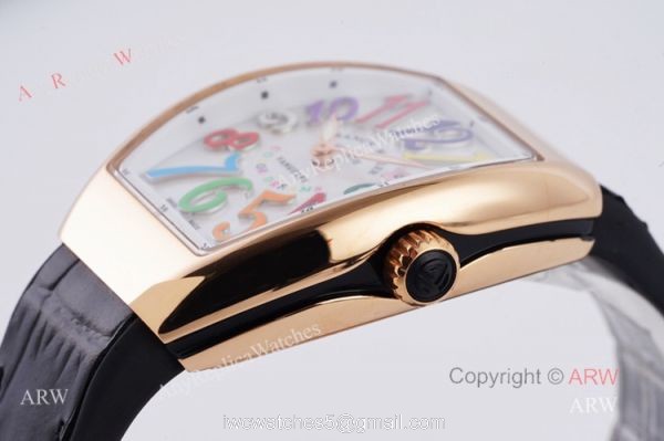 Replia Franck Muller Vanguard Rose Gold V32 Women Watch With Colorful Numbers Replia Franck Muller Vanguard Rose Gold V32 Women Watch With Colorful Numbers