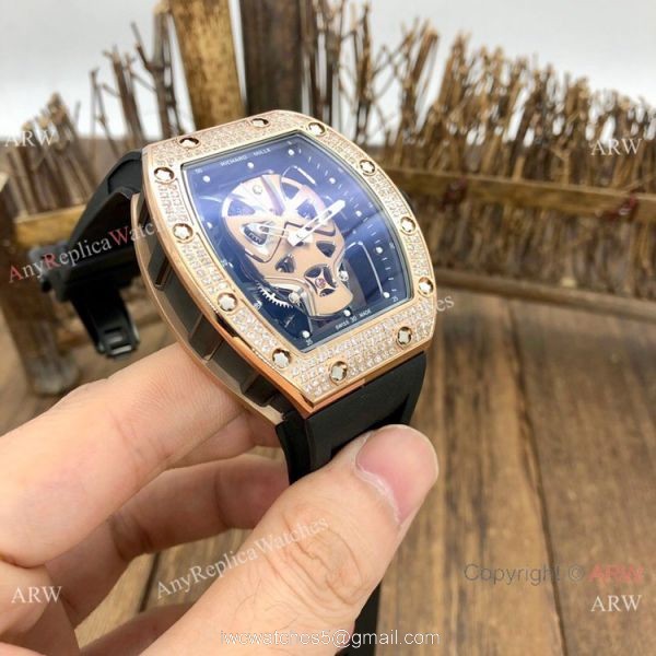 NEW! Replica Richard Mille RM52-06 Tourbillon Mask Watches Rose Gold Diamond NEW! Replica Richard Mille RM52-06 Tourbillon Mask Watches Rose Gold Diamond