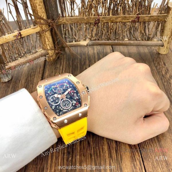 Japan Grade Richard Mille Rose Gold Chronograph Watch 50mm Japan Grade Richard Mille Rose Gold Chronograph Watch 50mm