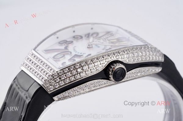 White Pearl Dial Franck Muller Vanguard Diamond Watches For Women 32mm High End Replica White Pearl Dial Franck Muller Vanguard Diamond Watches For Women 32mm High End Replica