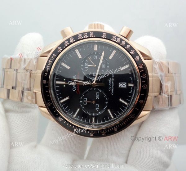Copy Omega Speedmaster Rose Gold Black Chronograph Watch 45mm Copy Omega Speedmaster Rose Gold Black Chronograph Watch 45mm