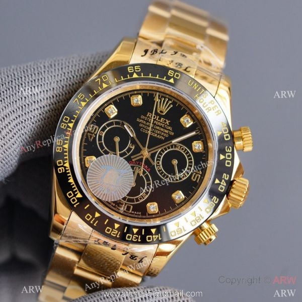 Swiss Quality Rolex Daytona 40mm Watch Black Ceramic Bezel Yellow Gold Swiss Quality Rolex Daytona 40mm Watch Black Ceramic Bezel Yellow Gold