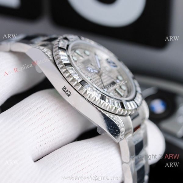 JH Factory Copy Rolex GMT-Master II Watch BlackWhite Diamond Bezel Stainless Steel JH Factory Copy Rolex GMT-Master II Watch BlackWhite Diamond Bezel Stainless Steel