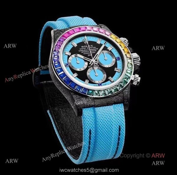 High End Replica Rolex DIW Rainbow Daytona Blue Nylon Strap Swiss Quartz Watch High End Replica Rolex DIW Rainbow Daytona Blue Nylon Strap Swiss Quartz Watch