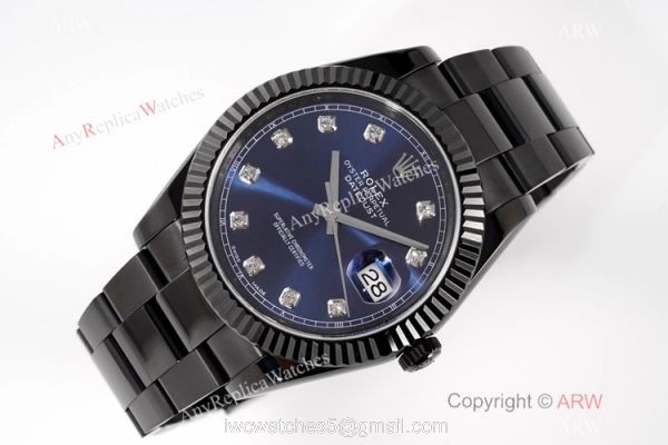 VR-Factory Rolex Oyster Datejust II Black Venom Watch Blue Diamond 41mm VR-Factory Rolex Oyster Datejust II Black Venom Watch Blue Diamond 41mm