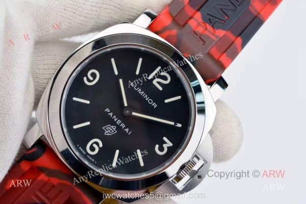 Copy Panerai PAM 00000 Luminor 44mm Watch Black Dial With Red Camo Rubber Band Copy Panerai PAM 00000 Luminor 44mm Watch Black Dial With Red Camo Rubber Band