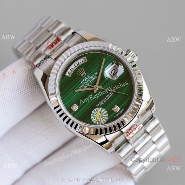 Swiss Copy Rolex Day-Date 36mm Watch Malachite Green Dial Swiss Copy Rolex Day-Date 36mm Watch Malachite Green Dial