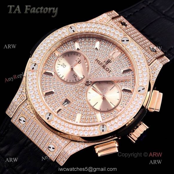 Swiss Replica Hublot Big Bang Chronograph 45mm Rose Gold Diamond Watch For Men Swiss Replica Hublot Big Bang Chronograph 45mm Rose Gold Diamond Watch For Men